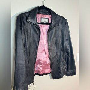 Wilsons Leather Black Jacket with Pink Interior